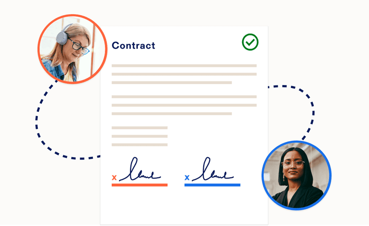 Freelancers can create and send contracts. You can each sign the contract digitally online.